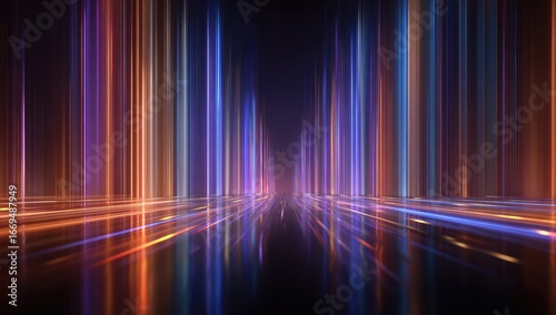 Futuristic neon light tunnel