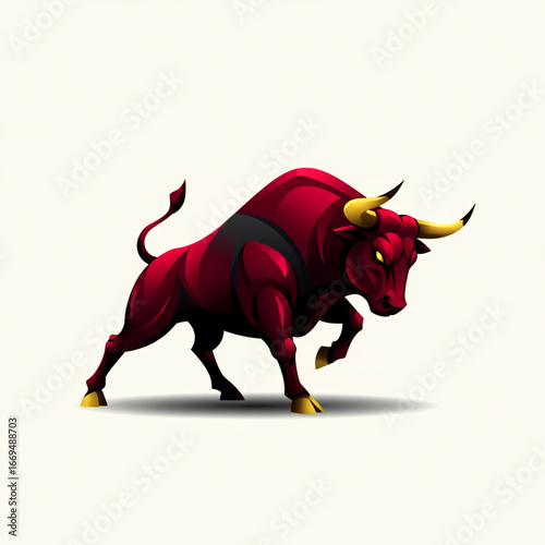 Majestic bull vector image that captures the essence of power, confidence, and unwavering focus.