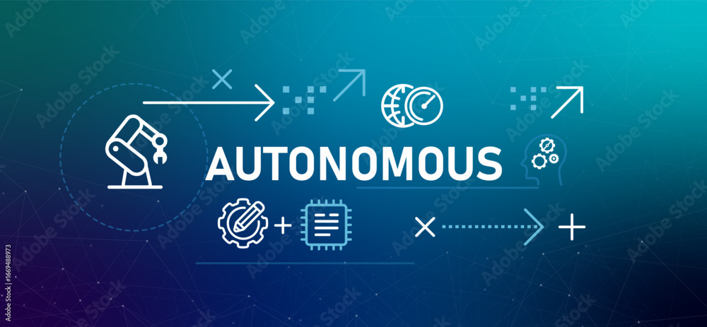 Naklejka premium Autonomous systems and artificial intelligence concept illustration robotic arm symbolizing integration of AI automation