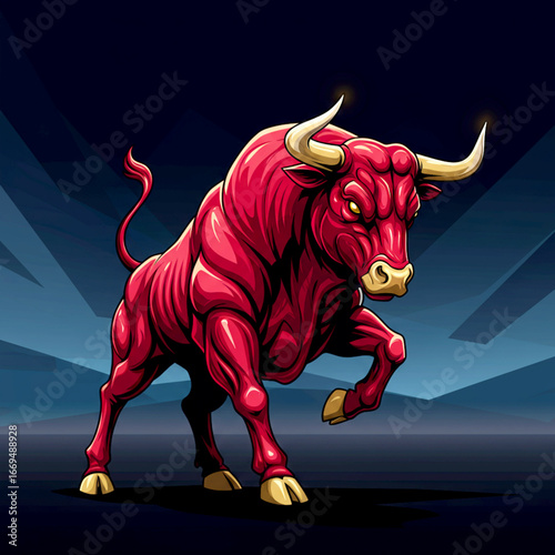 Vector illustration of a bull standing proudly, symbolizing confidence, courage, and determination in life.