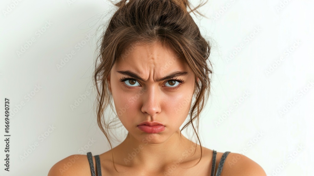 A young woman look really annoyed