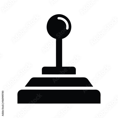 Joystick icon, gaming controller symbol, black vector graphic, arcade stick