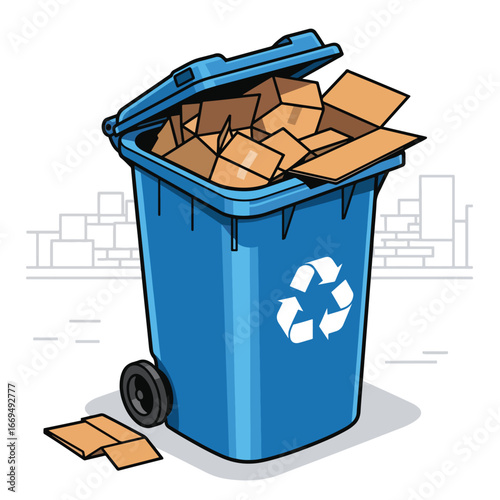 Blue dustbin vector