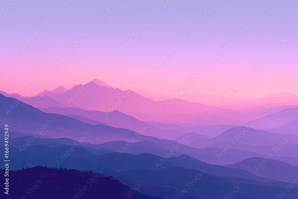 Fototapeta premium Pastel mountain range at dawn