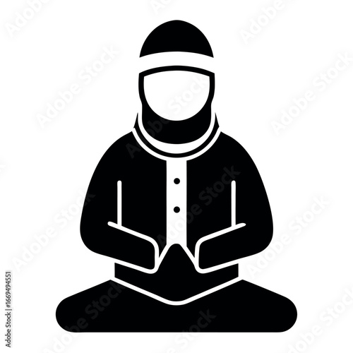 Black and White of a Person in Meditation Pose with Modest Clothing