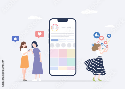 Young female influencer receiving many smartphone notifications of likes as her post goes viral