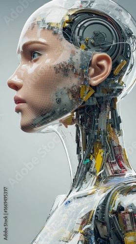 Futuristic Female Robot Portrait – High Tech Innovation