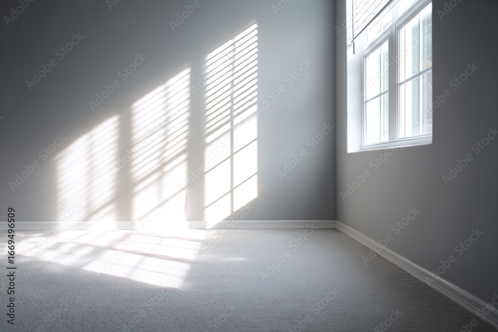 Obraz premium Sunlight streams into an empty room (2)