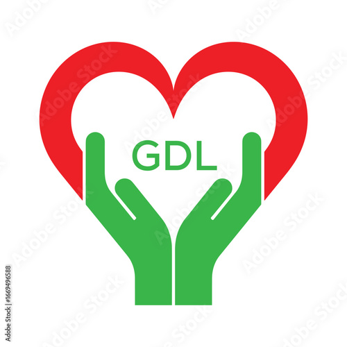 GDL Heart and Hands Company logo. GDL Company logo design for entrepreneur and business. GDL best icon.
