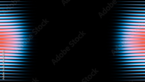 Photos Abstract design featuring parallel blue and red circular shapes creating gradient lines on a black background