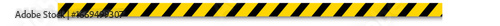 Black and yellow caution tape isolated on white background. Safety warning element for danger or restriction zones.