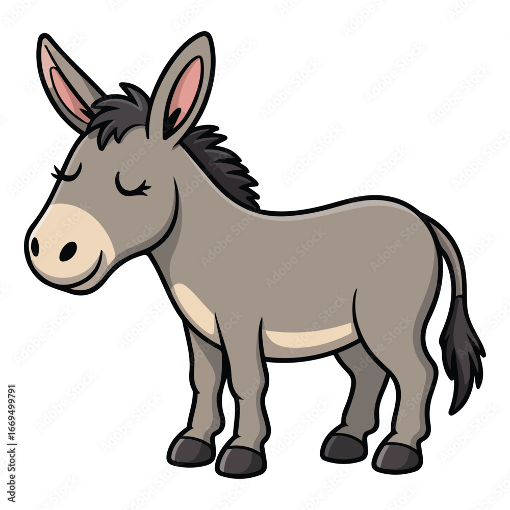 Fototapeta premium Cute donkey vector illustration isolated on white background rural farming