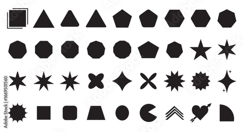 Collection of basic shapes – Set of simple geometric figures isolated on a white background.