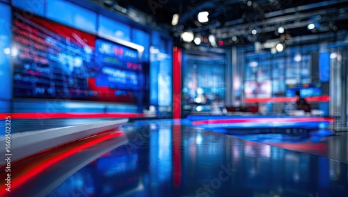 Blurred news studio interior