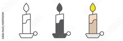 Candle line icon, flame and fire, candlelight sign, vector graphics, a linear pattern on a white background, eps 10.