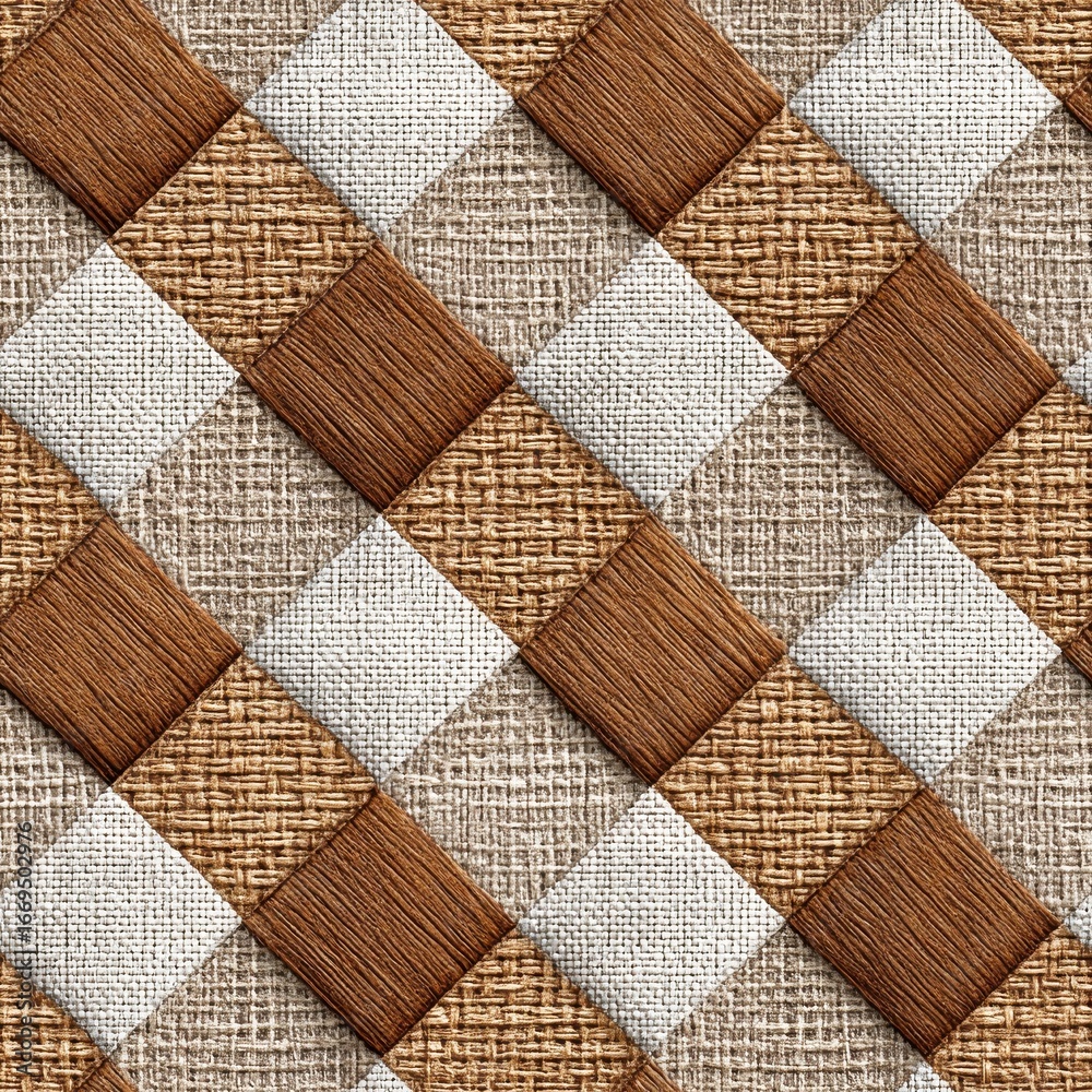 custom made wallpaper toronto digitalDiagonal Brown Beige White Square Fabric Texture Pattern