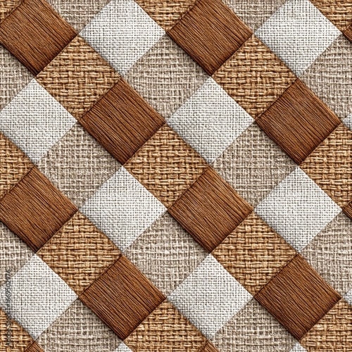 Wallpaper Mural Diagonal Brown Beige White Square Fabric Texture Pattern Torontodigital.ca
