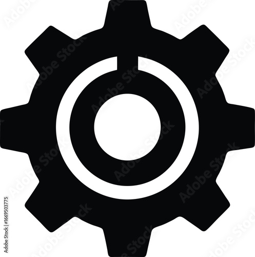 Gear icon, cogwheel symbol, mechanical gear, black silhouette