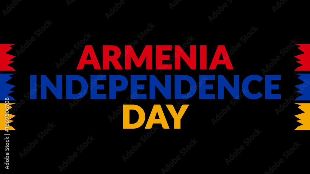 Obraz premium Armenia Independence Day text with side lines on a black background. Which is observed every year in September to celebrate and wish Armenia Independence Day.