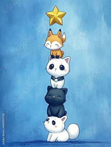 Chibi animals of different species (fox, bunny,