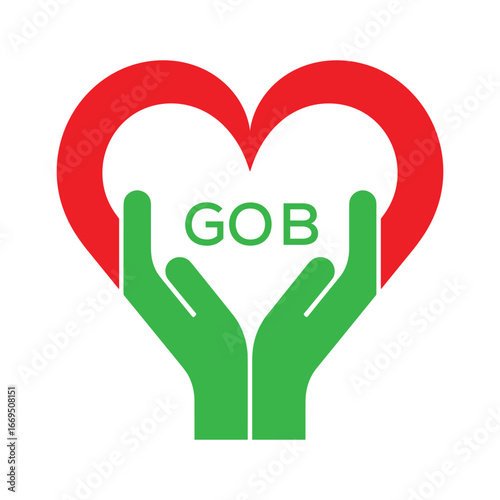 GOB Heart and Hands Company logo. GOB Company logo design for entrepreneur and business. GOB best icon.
