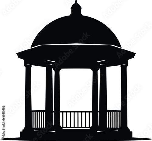 Vector art of silhouette of a gazebo, a charming outdoor structure