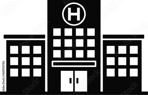 Illustration of a hospital building, representing healthcare services