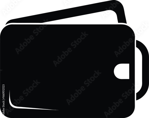 Black wallet icon, credit card wallet, payment symbol, financial vector
