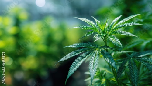 Close-up of vibrant green cannabis plant