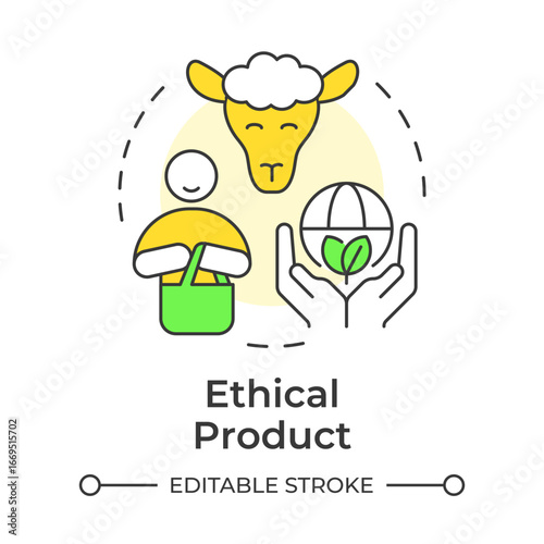 Ethical product multi color concept icon. Caring of nature at manufacturing. Type of ecological business practices. Round shape line illustration. Abstract idea. Graphic design. Easy to use in booklet