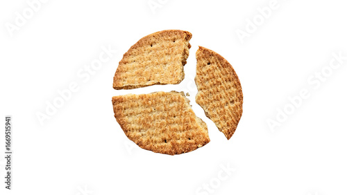 Crispy whole wheat biscuits crumbled into small pieces, isolated on a transparent background, perfect for food design, snack concepts, healthy ingredient, and creative graphic elements