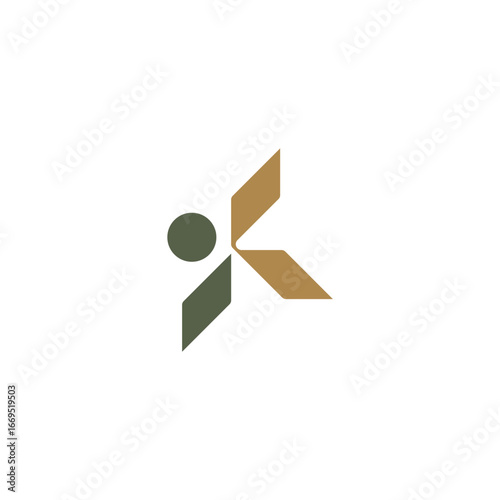 abstract letter K and human or K fitness logo concept vector icon