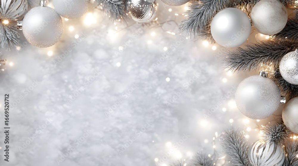 Silver Christmas Baubles on Marble Surface and Soft Warm Lights perfect for holiday product mockups, winter celebration invitations, seasonal sale promotions and elegant festive backgrounds Silver Christmas Baubles on Marble Surface and Soft Warm Lights perfect for holiday product mockups, winter celebration invitations, seasonal sale promotions and elegant festive backgrounds