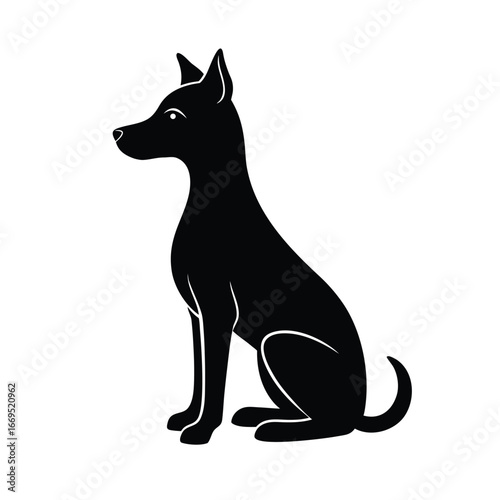 Dog sitting attentively with perked ears pet vector silhouette