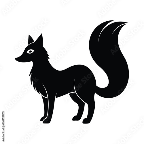Fox standing wild animal vector silhouette illustration