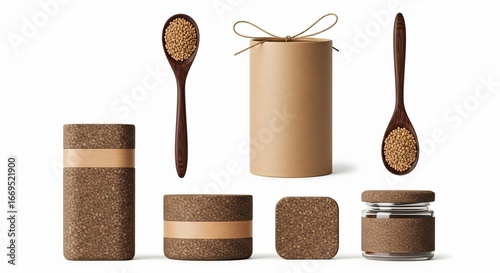 Stylish natural food ingredients and packaging for healthy lifestyle concepts