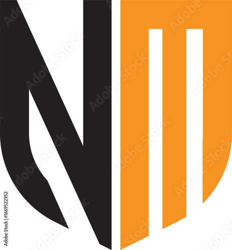 NM Shield Logo Bold Geometric Monogram for Branding and Identity