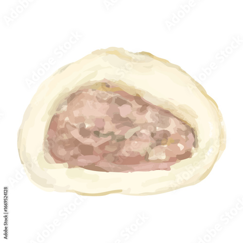 肉まん、豚まんの断面イラスト