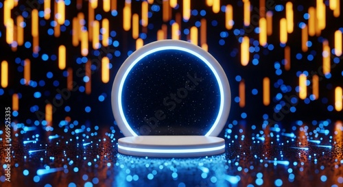 Modern neon product display with glowing lights for futuristic presentation