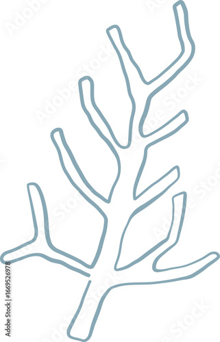 Line Art Coral Branch With Angular Shape