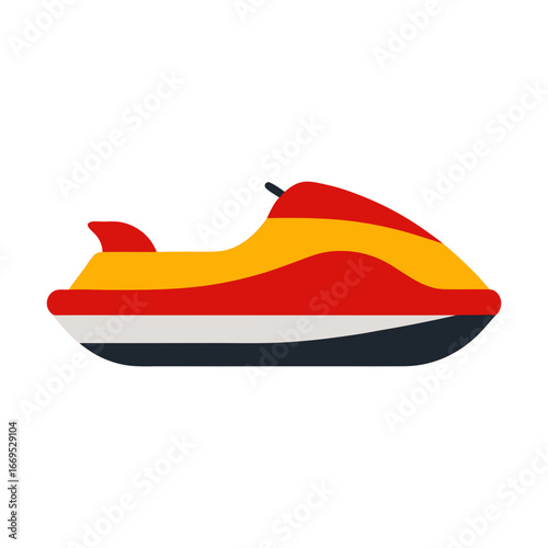 Clean Illustration of a Single Jet Ski on White