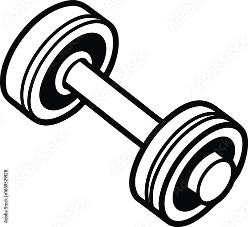 Dumbbell flat silhouette icon illustration