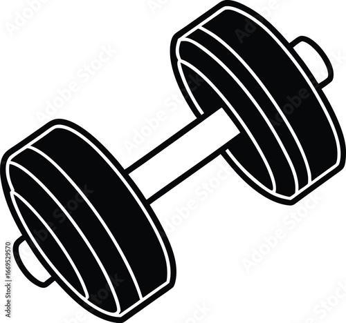 Dumbbell flat silhouette icon illustration