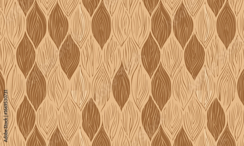 Seamless Wooden Ogee Pattern with Wood Grain Texture