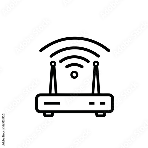Wireless router signal waves silhouette