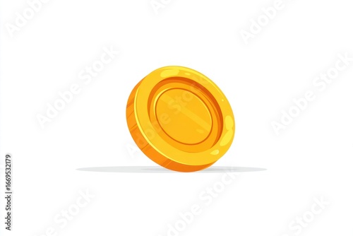 Single golden coin, cartoon style, shown in profile, against a white background with a drop shadow