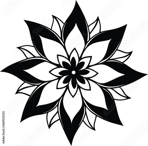 Chic flower silhouette vector symbol minimalistic floral essence monochrome logo
