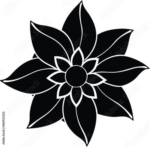 Chic flower silhouette vector symbol minimalistic floral essence monochrome logo