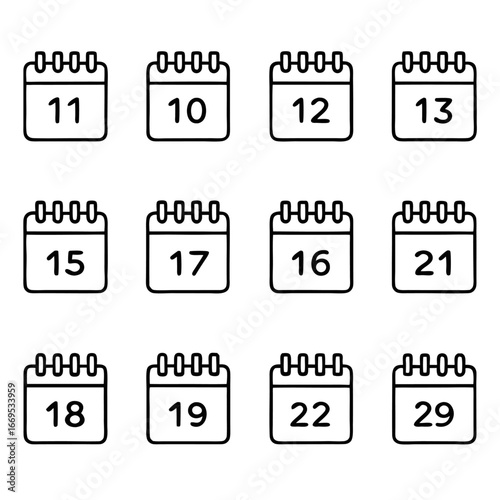 Calendar icons with different dates for planning and scheduling events, appointments, and deadlines in business and personal life