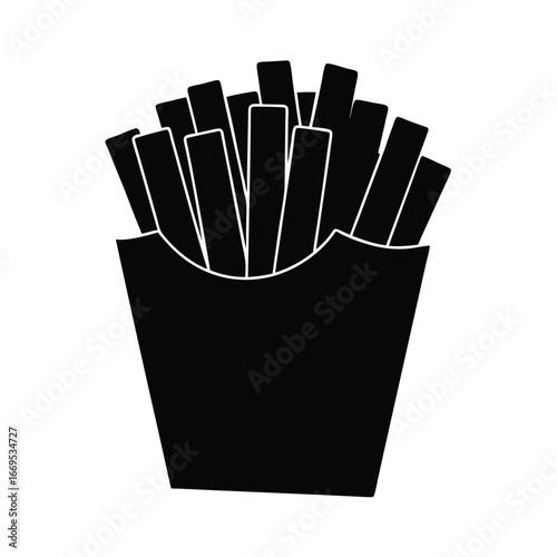 Fried perfection silhouette the essence of french fries black colour vactor